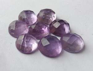 Ametyste naturelle chauffée, taille brillant ronde, dos plat, calibrée, pierre précieuse en vrac pour bijoux avec effet de changement de couleur - Product Image 3