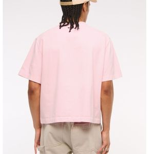 T-shirt rose oversize pour homme, coupe décontractée, en coton premium, doux, basique, streetwear, personnalisable, vente en gros, OEM ODM - Product Image 3