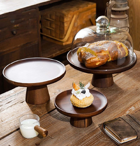 Wood Cake <b>Stand</b> Server Platter for Afternoon <b>Tea</b> Party Dining Room Decoration Wooden Cake <b>Stand</b> - Product Image 5