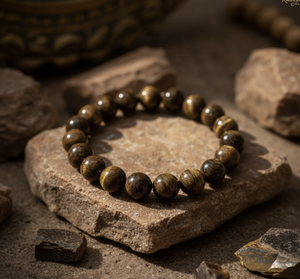 Handmade AAA Bronzite Round Bead <b>Bracelet</b> – Polished Gemstone Stretch <b>Bracelet</b> for Men & Women - Product Image 1