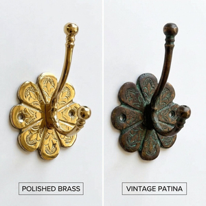 Brass Made Floral Design Wall Mounted <b>Coat</b> <b>Hook</b> Rack <b>Single</b> <b>Hooks</b> Strong and Durable for Home or Mining Antique Style Gold Color - Product Image 6