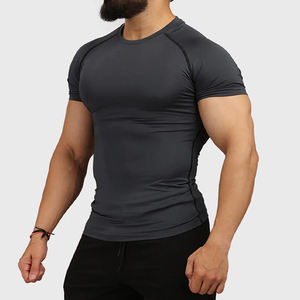 Camiseta Deportiva para Hombre al por Mayor con Dobladillo Curvo, de Secado Rápido, Manga Raglán, Ajuste Musculoso, Transpirable, Lisa, para Entrenamiento y Culturismo - Product Image 2