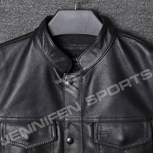 Chaleco de cuero para motocicleta hecho a medida para hombres, disponible en todas las tallas y colores, chaleco de cuero genuino transpirable para motocicleta. - Product Image 3