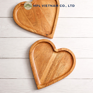 Premium Natural Rubber Wood Heart-Shaped Handcrafted Solid Wood Serving Tray for Snacks & Desserts Sustainable Wooden Tableware - Product Image 6