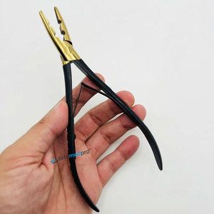 Pince à micro-perles professionnelle noire à 2 trous avec logo personnalisé OEM, pinces en acier inoxydable, outils d'extension capillaire - Product Image 5