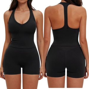 Conjunto de Yoga de Compresión para Mujer al por Mayor Personalizado, Conjunto Deportivo de Sujetador y Pantalones Cortos Elásticos de Secado Rápido con Contraste de Color - Product Image 1