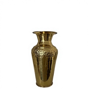 Indoor Home Solid Brass Flower Vase <b>Large</b> Planters Table Floor Decor Metal Engraved Classic Decorative Flower <b>Pot</b> B.S. - Product Image 3