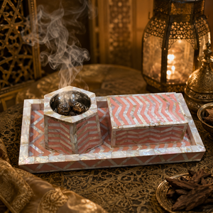 Decorative Natural MOP Inlay <b>Bakhoor</b> Burner Set With Tray Handmade Luxury Arabic <b>Oud</b> Burner Premium Islamic Home Accessories - Product Image 2