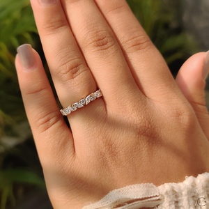 Fancy Lab Diamond Half Eternity <b>Ring</b> Weeding Engagement <b>Stacking</b> Band 14k Solid Gold at Affordable Rate Cluster Design Trendy - Product Image 5