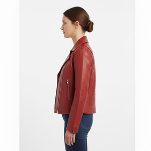 OEM Factory Supplier Women Sheep Skin PU <b>Jacket</b> Wholesale Custom Made Stylish Slim Fit <b>Biker</b> Outerwear Canvas Printed Cotton - Product Image 3