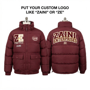 ZAINI Premium 500 GSM Waterproof Windproof Polyester Puffer <b>Jacket</b> Burgundy <b>Quilted</b> Panels Camouflage <b>Pattern</b> Winterwear - Product Image 1