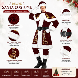 Costume de Père <span class=keywords><strong>Noël</strong></span> pour homme grande taille Baige, tenue de <span class=keywords><strong>Noël</strong></span> épaisse pour fête et spectacle - Product Image 5
