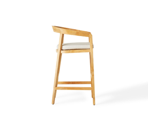 Chaise de bar moderne en teck massif pour extérieur, hauteur de comptoir, pour patio, café, restaurant, balcon, mobilier de jardin - Product Image 3