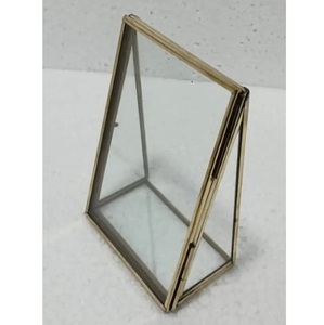 Antique Brass Metal <b>Mirror</b> Frame Rectangular Vertical <b>Tabletop</b> Decor Gold Finish Reflective Glass - Product Image 1