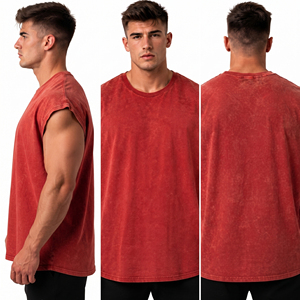 เสื้อกล้ามออกกำลังกายผู้ชาย ผ้าฝ้าย 100% ซักกรด สไตล์สตรีท แขนกุด คอกลม วินเทจ เสื้อกล้ามออกกำลังกายผู้ชาย - Product Image 5