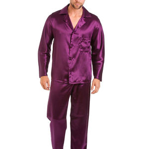 Pijama de seda helada para hombre 2026, de moda, con solapa, manga larga y pantalón largo, conjunto de dos piezas, traje de noche de satén para otoño, talla grande, ropa de dormir para hombre - Product Image 4