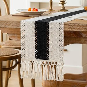 Runner da Tavolo Boho Chic 72 Pollici per Natale e Halloween, Macramè con Nappe, Decorazione Rustica per la Casa in Stile Fattoria, Nero - Product Image 3