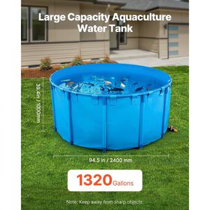 1320 blu capacità Gal pieghevole PVC acquacoltura Koi serbatoio di allevamento stabile struttura valvola di scarico per il pesce rosso irrigazione Koi - Product Image 2