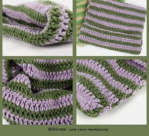 Bonnet en tricot à oreilles de chat rayé personnalisé de haute qualité, bonnet en tricot à cornes de diable carrées, vente en gros, fabricant OEM - Product Image 5