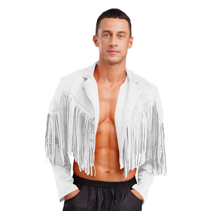 Chaqueta Corta de Estilo Western para Hombre, con Flecos, Abertura Frontal, de Gamuza, Tipo Bolero Vaquero - Product Image 4