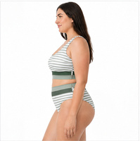 Maillot de bain deux pièces pour femme, coupe brésilienne, anti-UV, écologique, grandes tailles, color block vert, service OEM ODM