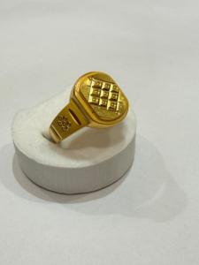 Anillo de Sello Chapado en Oro de 9K para Hombre, Patrón Geométrico, Estilo Clásico, Joyería de Uso Diario, Anillo de Moda para Hombre - Product Image 3