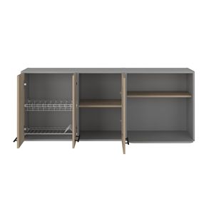 Vetrina in Vetro e Legno di Pino, Montata a Parete, con Doppia Porta per Uso in Cucina - Product Image 6