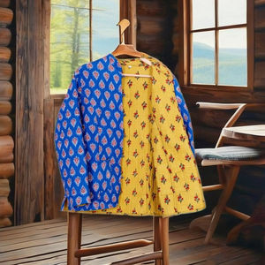 Chaqueta Acolchada de Algodón para Mujer Double Delight, Abrigo Reversible Kantha Hecho a Mano, Moda Vintage para Festivales de Invierno, Rayas Regulares - Product Image 1