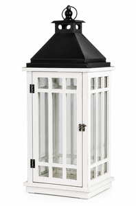Ensemble de 2 lanternes porte-bougies en métal et verre avec base en bois, décoration pour la maison, le jardin, la terrasse, les mariages et les événements - Product Image 5