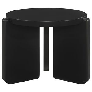 Tavolino Rotondo Harrison in Legno Massello Nero per Arredamento Soggiorno - Product Image 2
