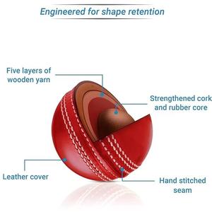 Vente chaude personnalisé de haute qualité 4 pièces points à la main balles de cricket en cuir véritable couleur de logo personnalisé pour la pratique du tournoi - Product Image 2