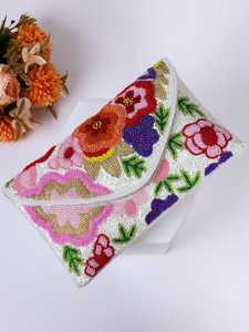 Premium Quality Handcrafted Beads Embroidered Lightweight Modern Square Shoulder Bag for Party Wedding <b>Jewelry</b> Storage - Product Image 3