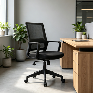 เก้าอี้สำนักงาน AY Office System รุ่น Modern Mesh Ergonomic ปรับระดับความสูงได้ สีดำ หมุนได้ ที่วางแขนแบบตายตัว พนักพิงเปิด วัสดุพลาสติก เหมาะสำหรับใช้ในบ้านและสำนักงาน - Product Image 1