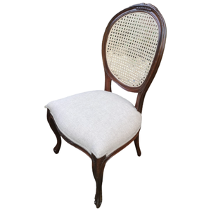 Modern French Style Teak Wood Garden Sets Rattan Back Upholstered Seat Armless Side Chair for <b>Outdoor</b> Dining Room - Product Image 1