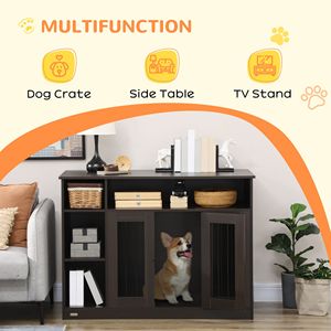"Rectangle Villa <b>Crate</b> for Medium to Large Dogs Brown Lockable Storage 47x23.5x35" - Product Image 4