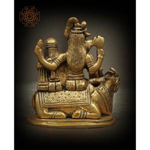 Handmade 3-Inch Small Size <b>Shiva</b> Parivar Sculpture with Nandi and <b>Shiva</b> Linga in Brass - Product Image 1