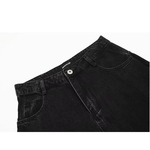 Jeans baggy vintage de qualité supérieure pour hommes, coupe ample, jambe large, denim, style hip-hop, noir - Product Image 5