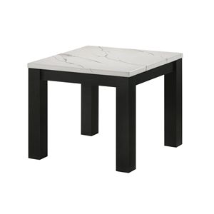 Set di 3 Tavoli da Soggiorno in Legno con Piano in Finto Marmo Bianco e Nero, Include Tavolino da Cocktail e Due Tavolini Abbinati - Product Image 3