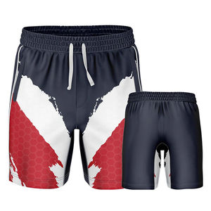 Pantalones Cortos Deportivos para Hombre, Color Rojo Sólido, con Franja Lateral Delantera, Secado Rápido, Cintura Elástica, Corte Medio, Tejido Ecológico - Product Image 4