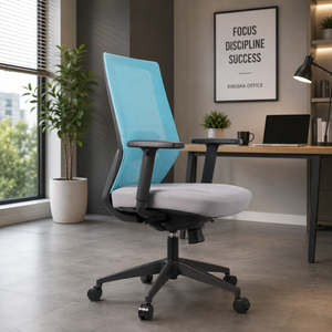Chaise de bureau exécutive ergonomique en tissu avec accoudoirs réglables en hauteur, pivotante, avec support lombaire, siège de travail moderne et confortable - Product Image 1