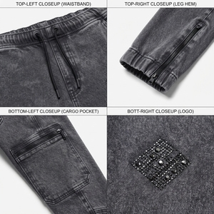 Pantalon de jogging fuselé pour homme en toile de canard double genouillère, délavé à l'acide, 450 GSM, lourd, durable, infroissable et respirant - Product Image 4