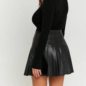 Falda de Cuero Grueso de Alta Calidad para Mujer, Transpirable y Cómoda, Estilo Casual de Invierno, Color Liso, Estilo Urbano - Product Image 2