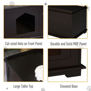 Casetta per Gatti in Legno Marrone da 29,3 Pollici, Lettiera per Animali Domestici Utilizzabile Come Tavolino d'Appoggio Accanto al Divano o Comodino - Product Image 5