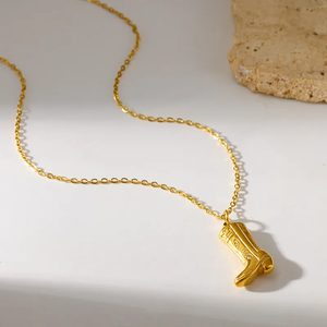 Collar de Botas Electrochapadas para Mujer en Acero Inoxidable 304 con Cadena de Cable Chapada en Oro Real de 18K - Product Image 1