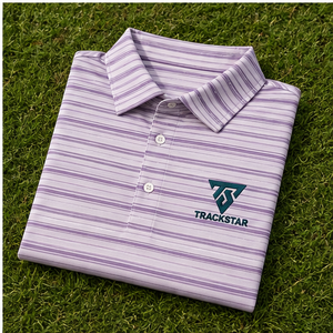 Trackstar Men's Lavender <b>White</b> Striped <b>Polo</b> Shirt Short Sleeve Button Collar Casual <b>Golf</b> Shirt Custom Logo - Product Image 6