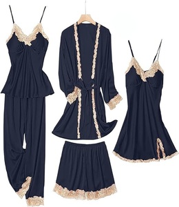 Conjunto de Pijamas de 4 Piezas para Mujer, Suave, Cómodo, de Secado Rápido, Ligero, Corte Clásico, Tallas Grandes, Colores Personalizados, de Les - Product Image 1