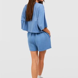 Conjuntos de Camiseta de Manga Corta de Alta Calidad para Mujer, Conjuntos de Shorts Deportivos Holgados con Cordón Ajustable y Forro - Product Image 5