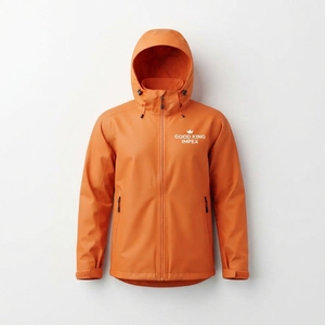 Veste de pluie d'hiver pour homme, imperméable, coupe-vent, respirante, à capuche, avec logo sur le devant, veste de pluie tendance - Product Image 6