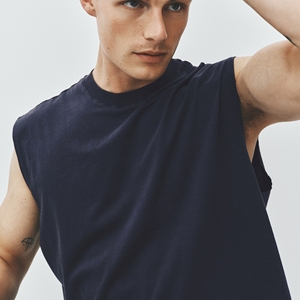 Débardeur de sport pour homme, coupe ajustée, logo personnalisé, écologique, 100% coton, col rond, sans manches, design musculaire pour la musculation et le fitness - Product Image 5