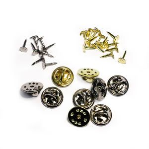 High Quality Brass High-Grade Gold/Nickel Colored Beads Decorated <b>Button</b> on Badge Clutch 12mm 8mm Needle 720PCS/PACK SF Brand - Product Image 1